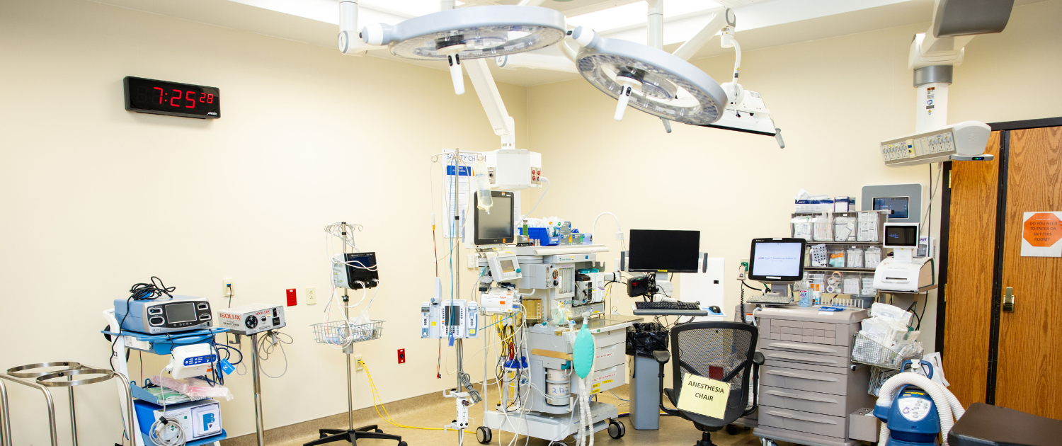 Anesthesiology station in a hospital room.